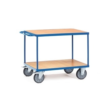 Fetra Tischwagen mit 2 Böden Tragkraft 600 kg Ladefläche 1000 x 700 mm RAL 5007 Brillantblau