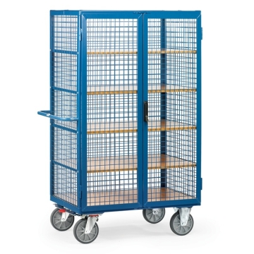 Fetra Kastenwagen 750 kg mit TOTALSTOP, Doppelflügeltür und Treibriegelverschluss, 1200 x 780 mm, RAL 5007 Brillantblau-Ladefläche 1200 x 780 mm